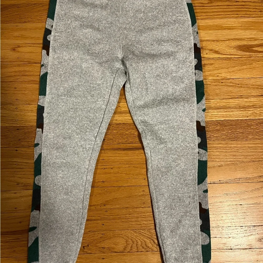 Camouflage and grey knit pants and sweater (fleece lined)